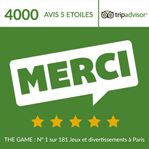 4000 avis 5 étoiles sur Trip Advisor Escape Game The Game